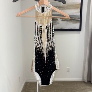 Elegant Black and Cream Bodysuit with Ombré Design